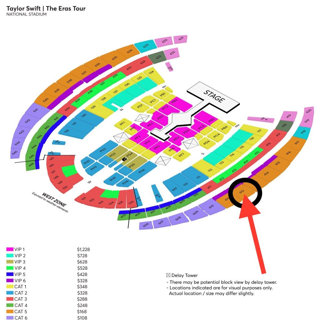 Taylor Swift The Eras Tour 3 Mar 24 CAT 5 Singapore, Tickets & Vouchers