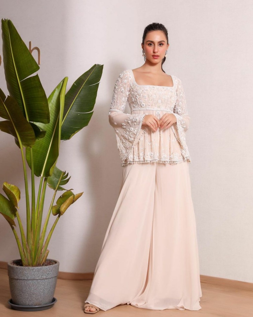 Faux Georgette With Thread With Sequence And 4-Side Lace Border Dupatta Type Dress