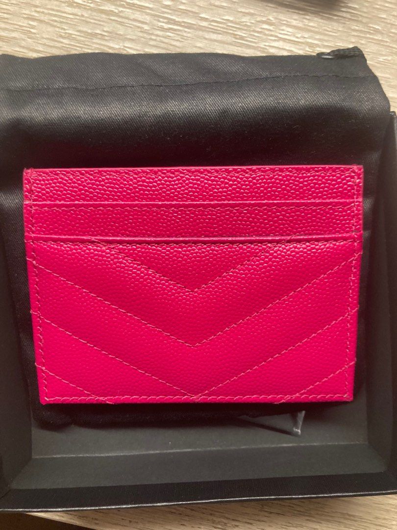Ysl hot pink card holder outlet