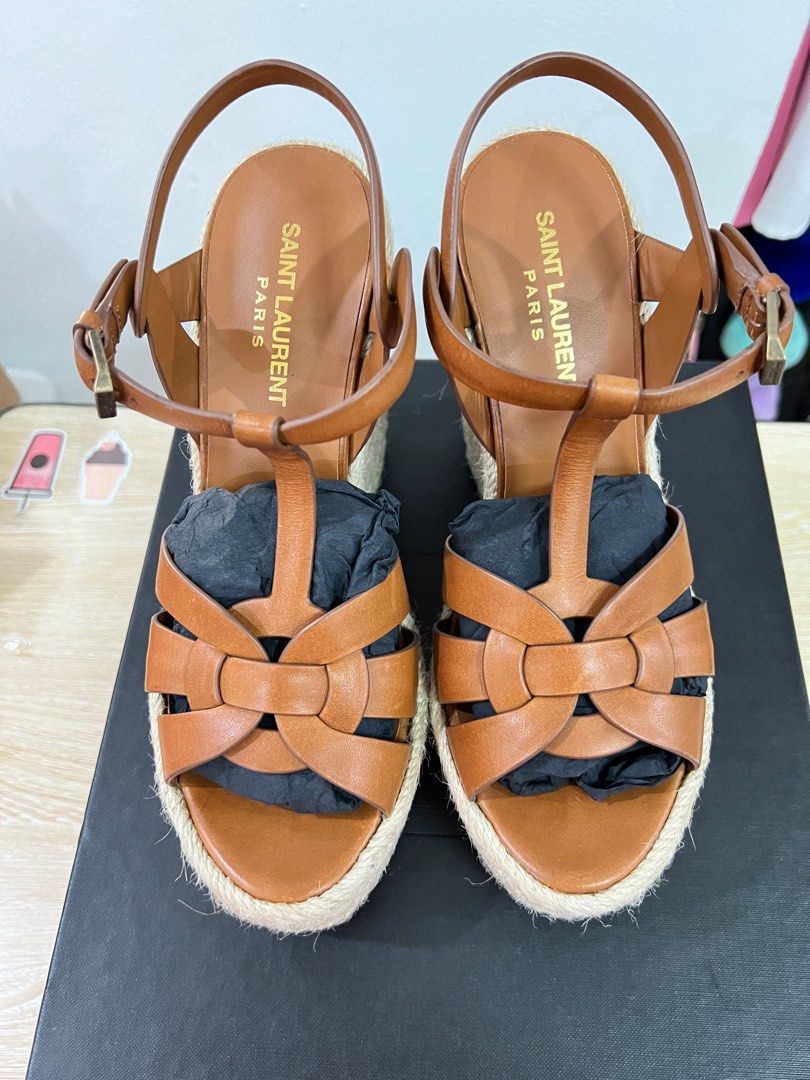 Saint laurent tribute top espadrille wedge