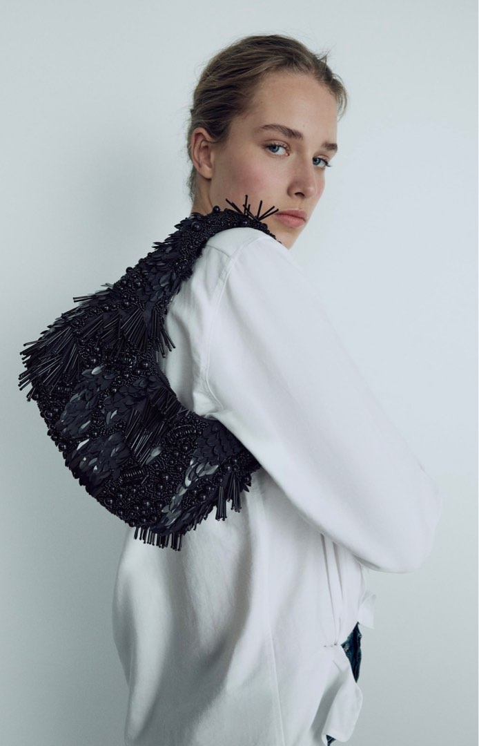 ZARA Beaded Bag Black Women s Fashion Bags Wallets Shoulder