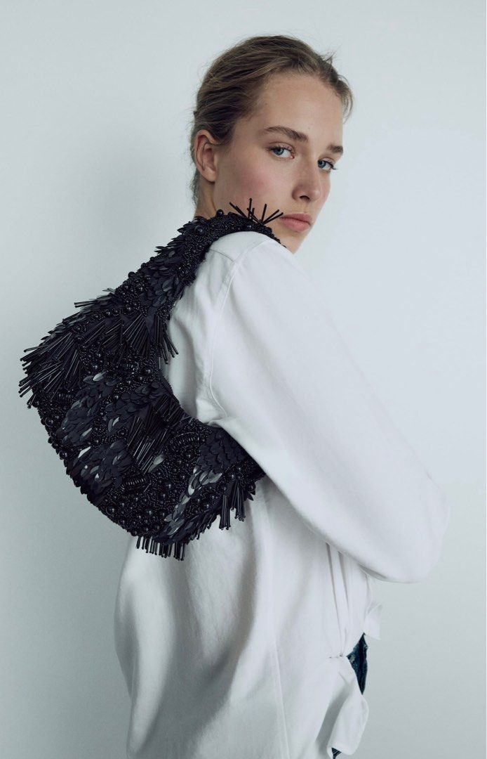 ZARA Beaded Bag Black