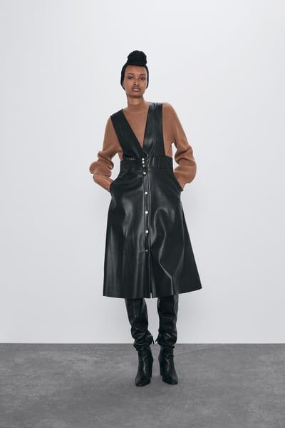 Leather pinafore new arrivals dress zara