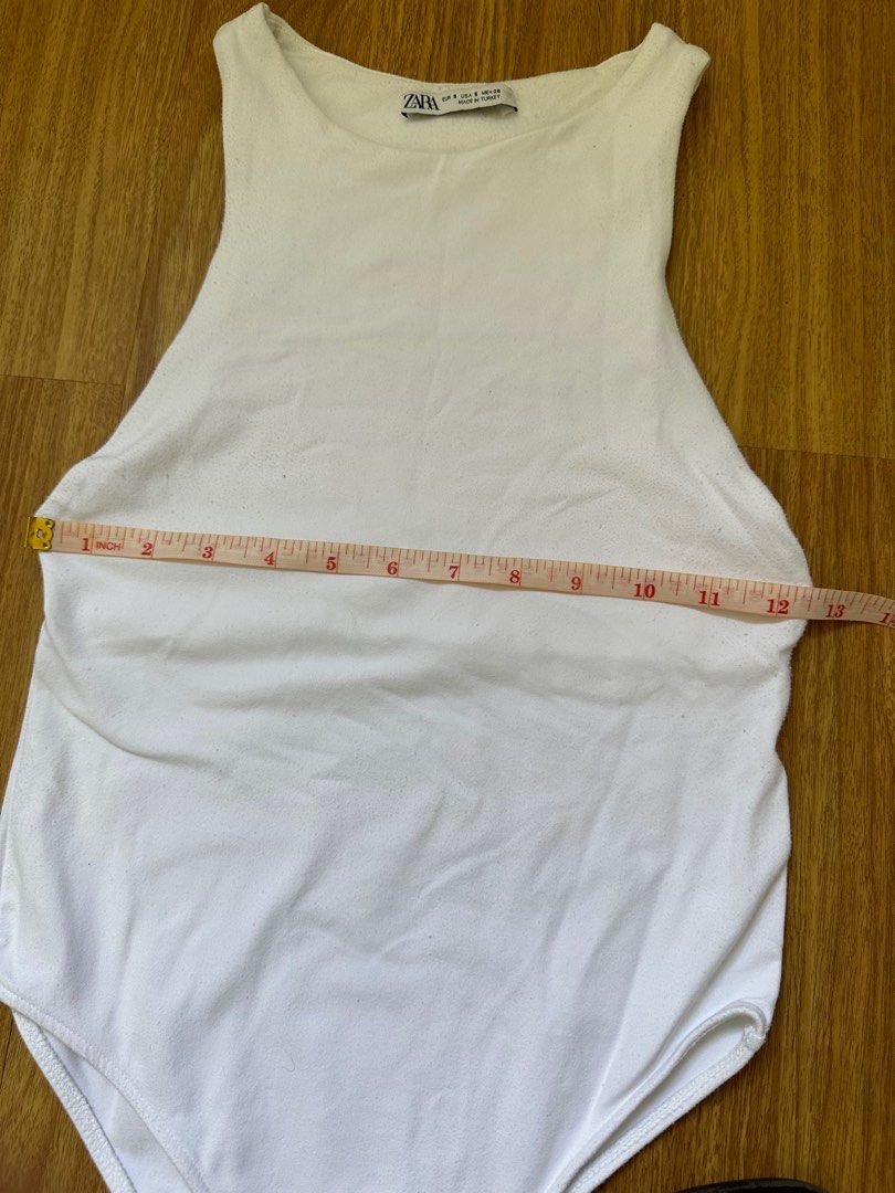 Zara Halter Neck Bodysuit in White on Carousell
