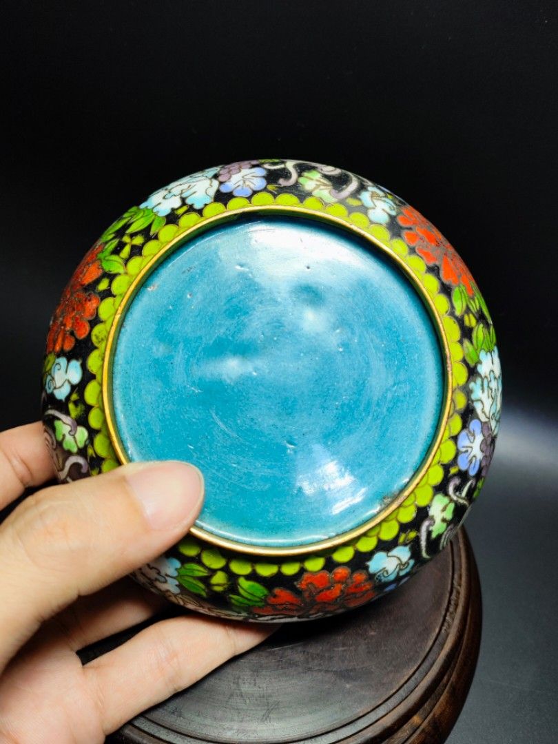 早期景泰藍老件-銅胎掐絲琺瑯景泰藍香爐#01（古董/銅雕/收藏/銅爐/香爐