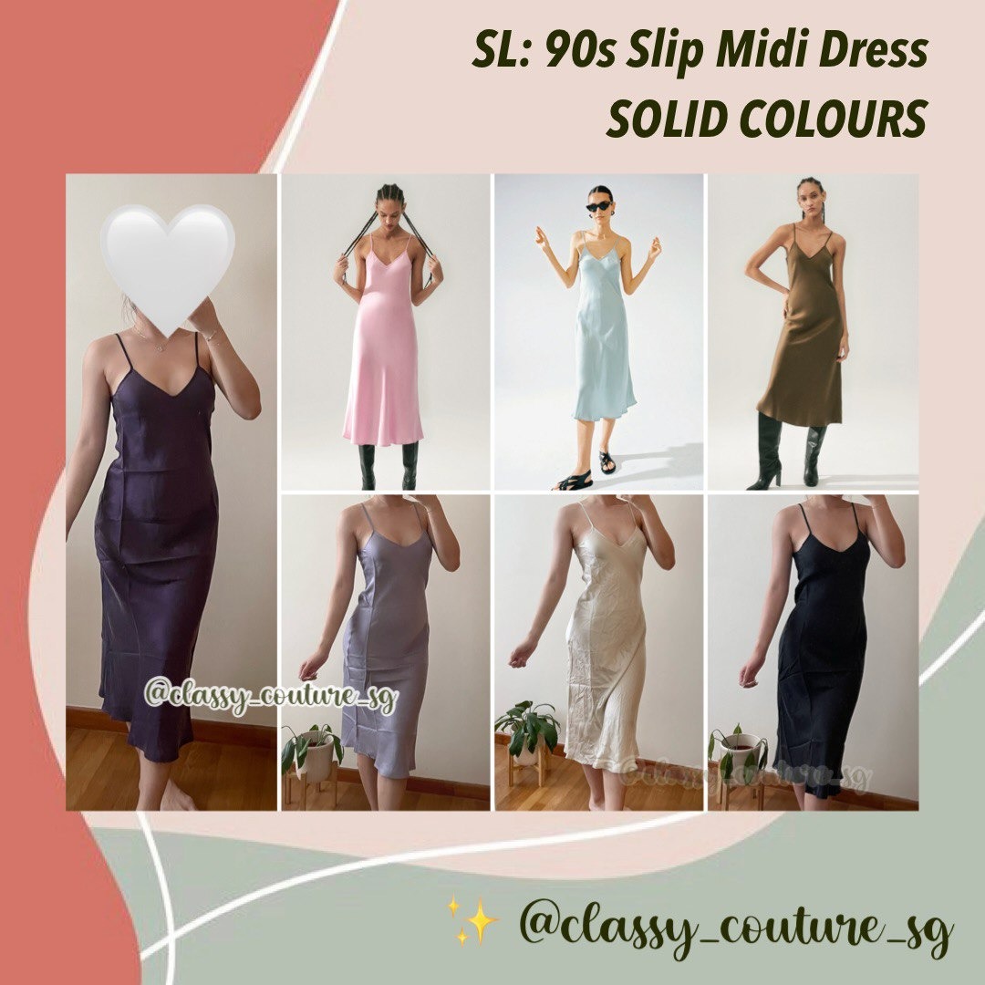 14 Colours! 🌈 Silk Laundry 90S Slip Midi Dress Solid Colours: Black,  Franca, Hazelnut, Mist, Blackberry, Fig, Dark Earth, Women'S Fashion,  Dresses & Sets, Dresses On Carousell