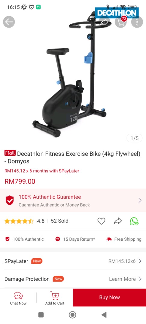95 New Decathlon Fitness Exercise Bike 4kg Flywheel Domyos 04