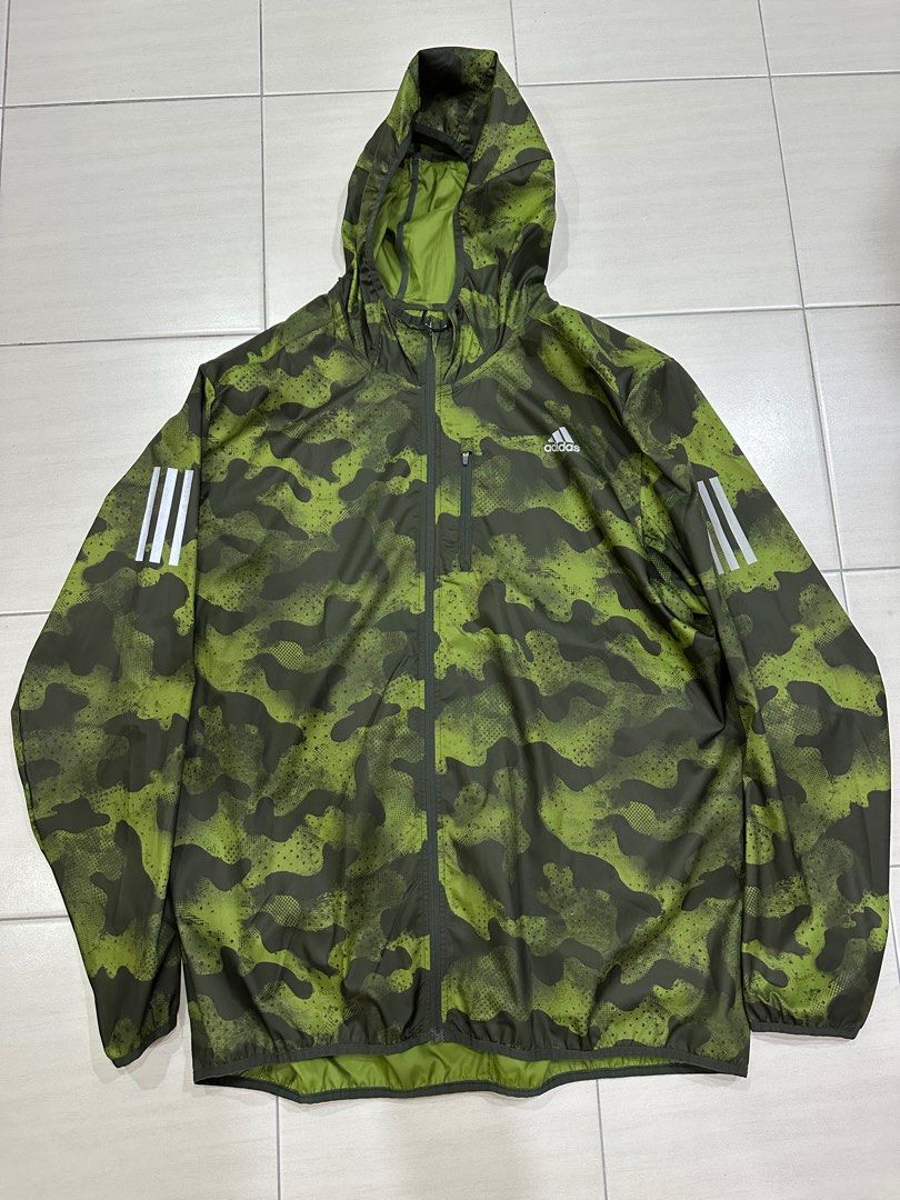 Adidas green camo windbreaker top