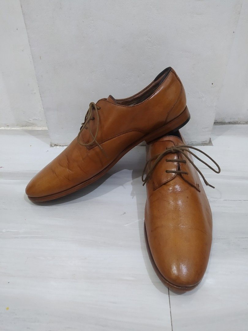 Aldo Knaggs Cognac Lace Up Brown Leather Oxford Dress Shoes Men