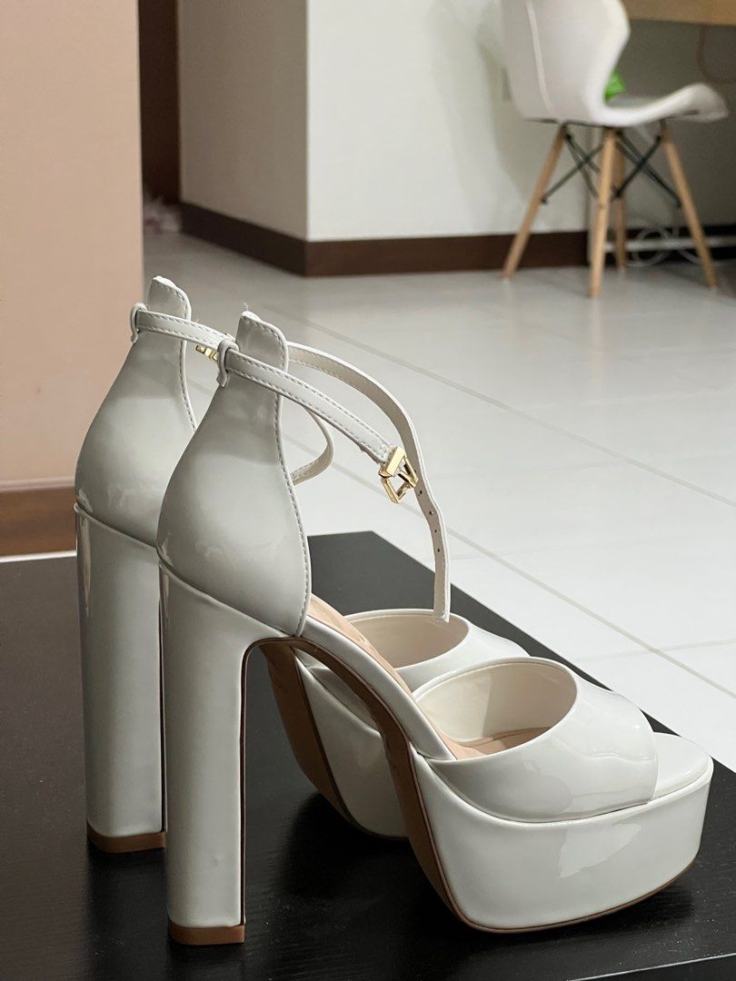 ALDO Nissa Ivory White Platform Ankle Strap Heels