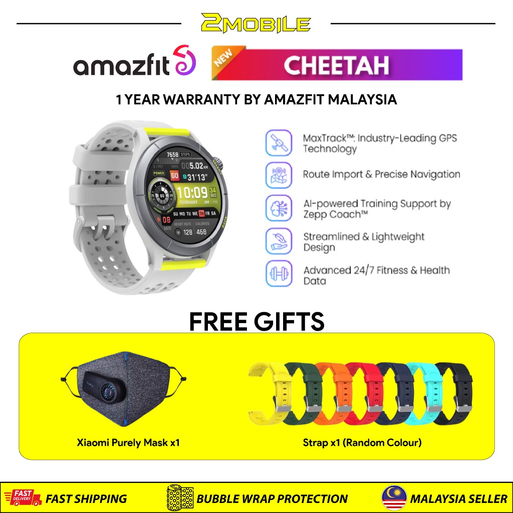 Amazfit Cheetah (Square) Chat AI Coaching Running Smartwatch Malaysia