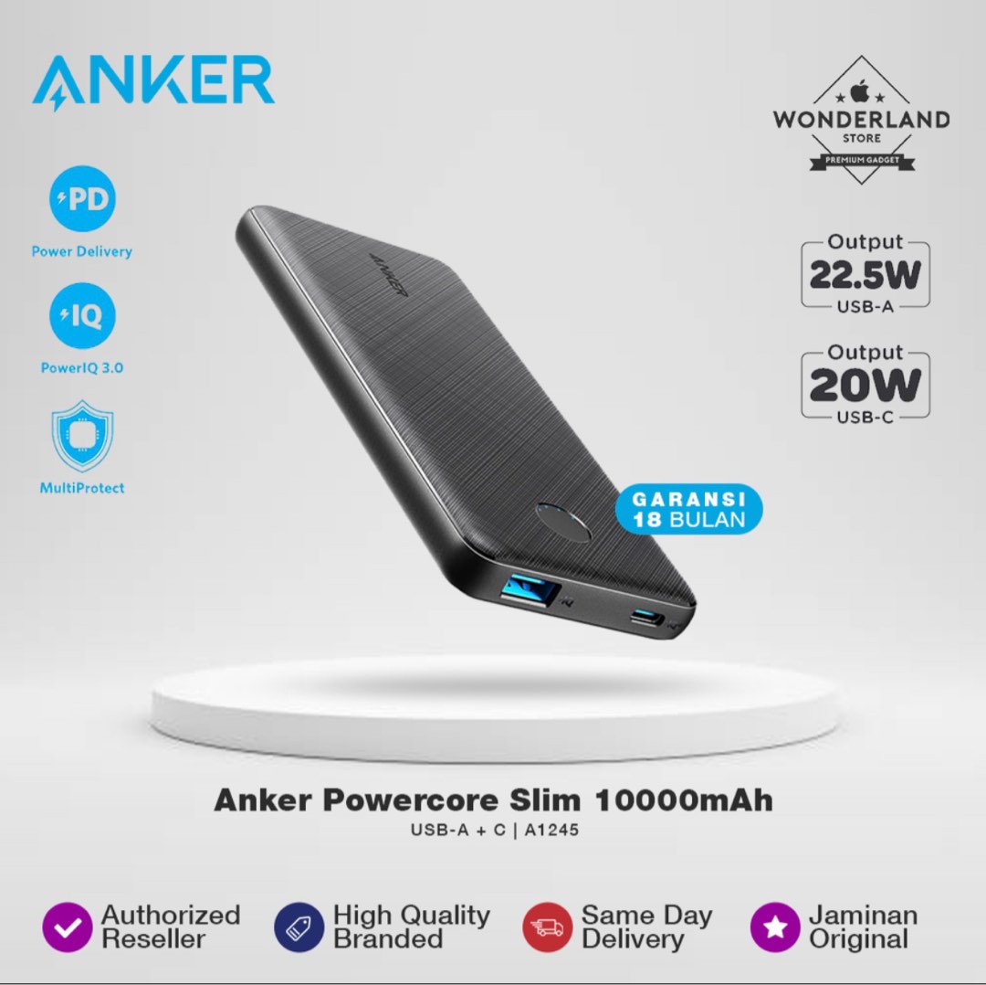 Anker Powercore Slim 10.000 mAh Powerbank, Telepon Seluler & Tablet