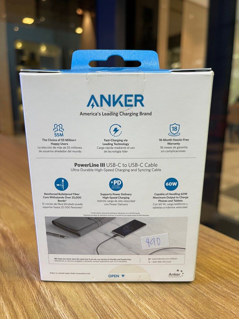 Anker PowerLine III USB-C Oplaadkabel 100W – 1,82 M – Met E-Marker Chip – 480 Mbps Data – Universeel Voor MacBook, IPad, Galaxy, Switch, Pixel – Wit