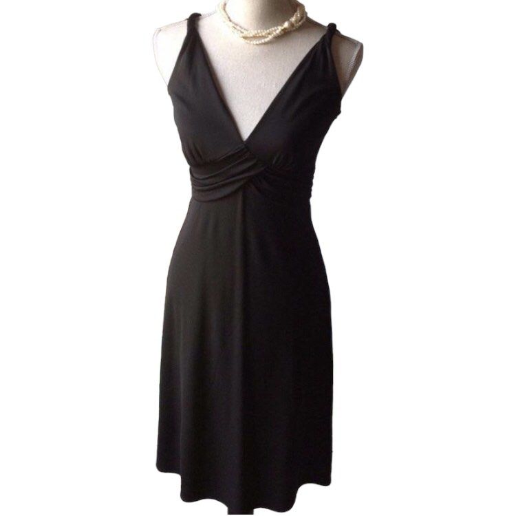 Ann Taylor loft black twist knot midi dress vintage 90s style