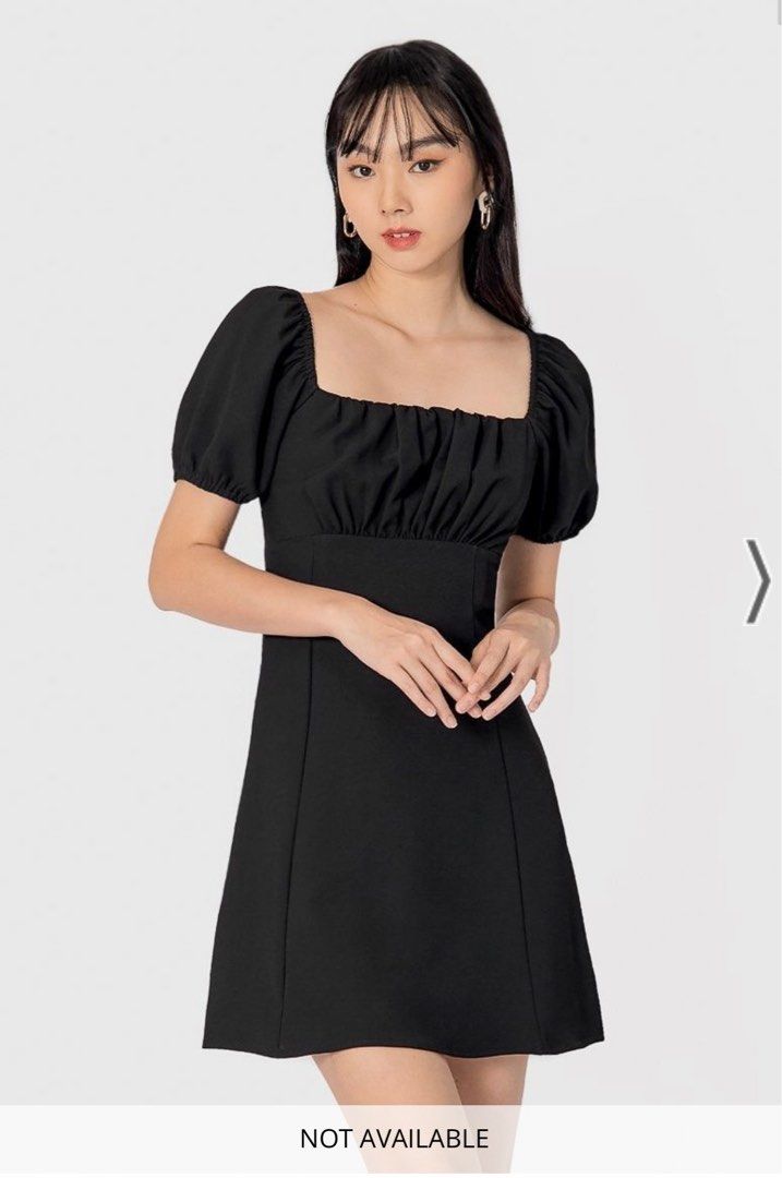 ASTREA 2-WAY RUCHED DRESS #MADEBYLOVET (BLACK), Women's Fashion