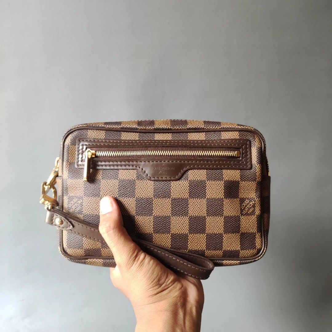 Brown Louis Vuitton Damier Ebene Pochette Billets Macao Pouch