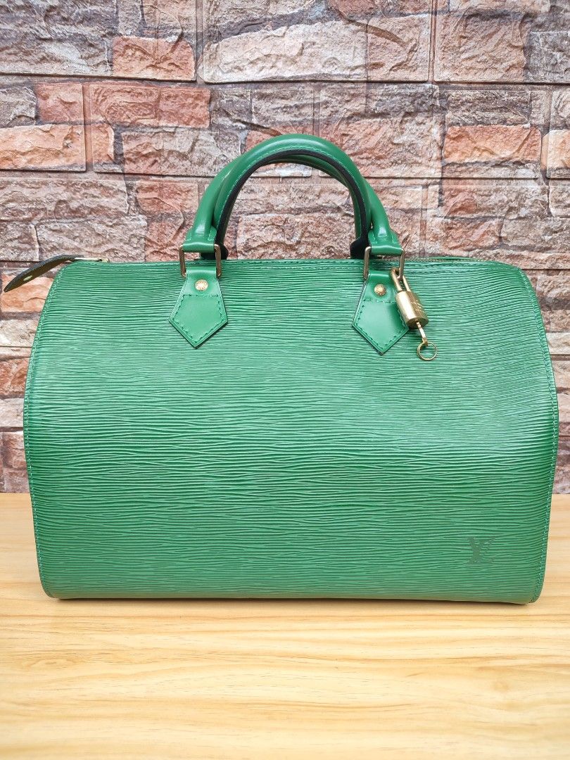 LOUIS VUITTON Epi Leather Green Speedy 35 Satchel Bag - 30% Off