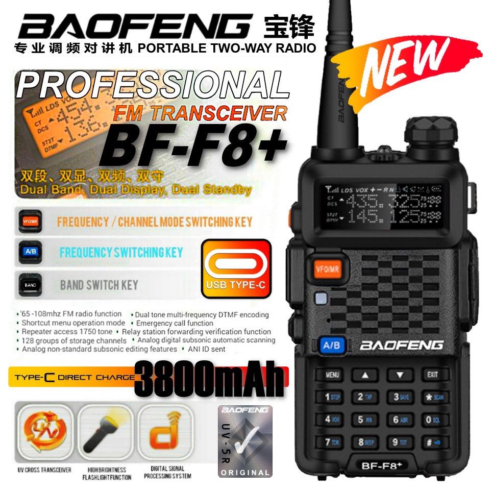 Dual Band Walkie Talkie Baofeng UV5R 8W Version 5W Version