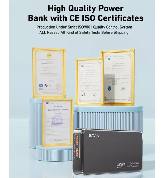 Bavin Remax 20000mAh 65W Laptop Charging Super fast Charge Powerbank ...