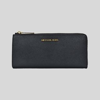 Michael Kors Jet Set Travel Medium Zip Around Card Case Wallet Saffiano  Leather (Vista Blue)