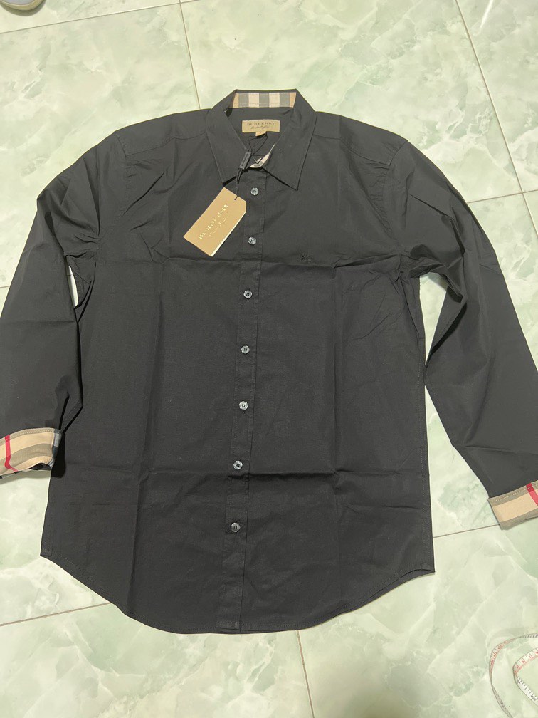 Black burberry button down shirt clearance