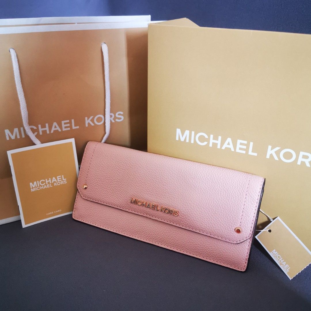 BNWT Michael Kors Pastel Pink Slim Long Wallet With gift box Luxury Bags Wallets on Carousell