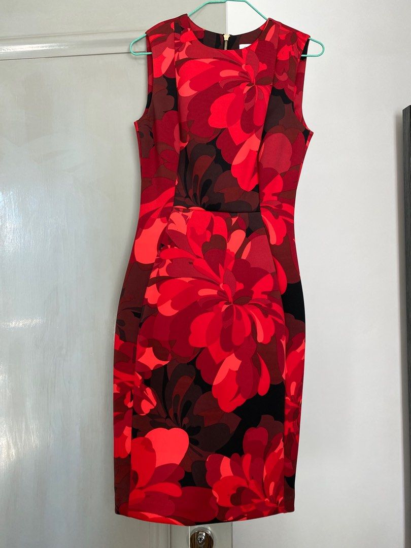 Calvin klein shop red floral dress