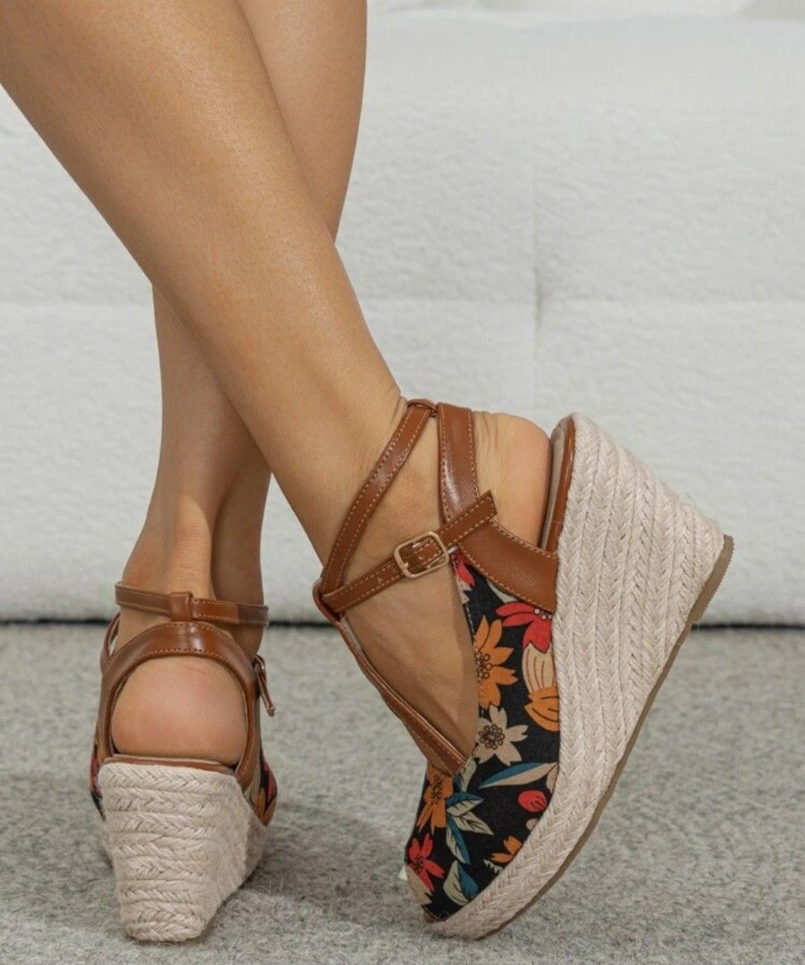 Brand New Flora PatternCut Out Peep Toe Wedges Size 37
