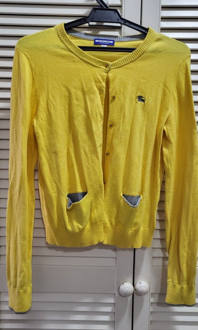 Burberry Blue Label Yellow Cardigan Women s Fashion Tops