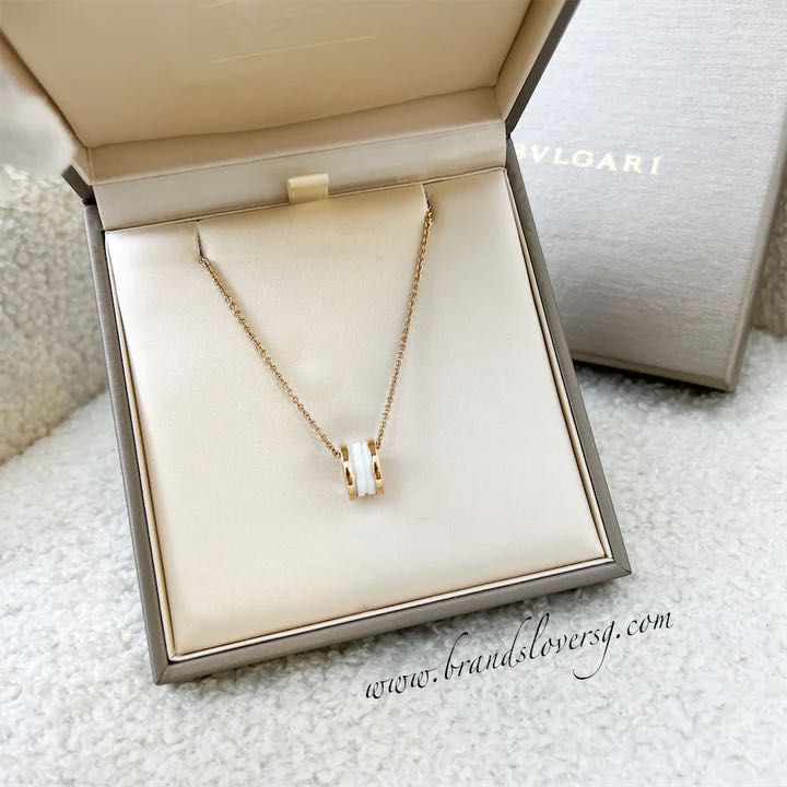 X SOLD X Bvlgari B.Zero1 Necklace in White Ceramic and 18K Rose Gold
