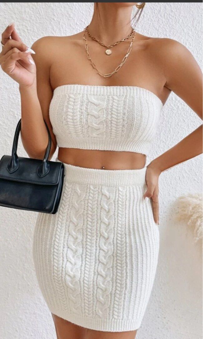 Cable knit tube top white Women s Fashion Tops Other Tops on