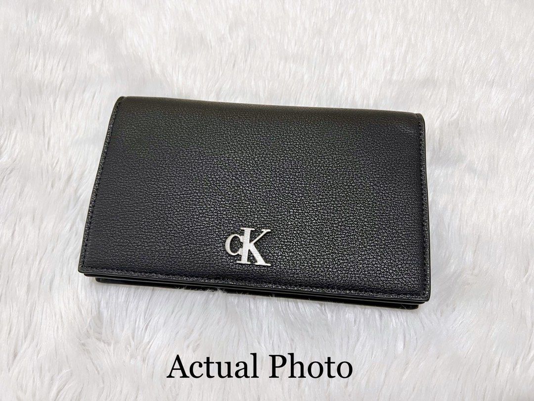 Calvin Klein Minimal Monogram Chain Strap Wallet in Gray