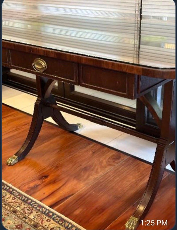 Canadian hardwood table with glass top on Carousell
