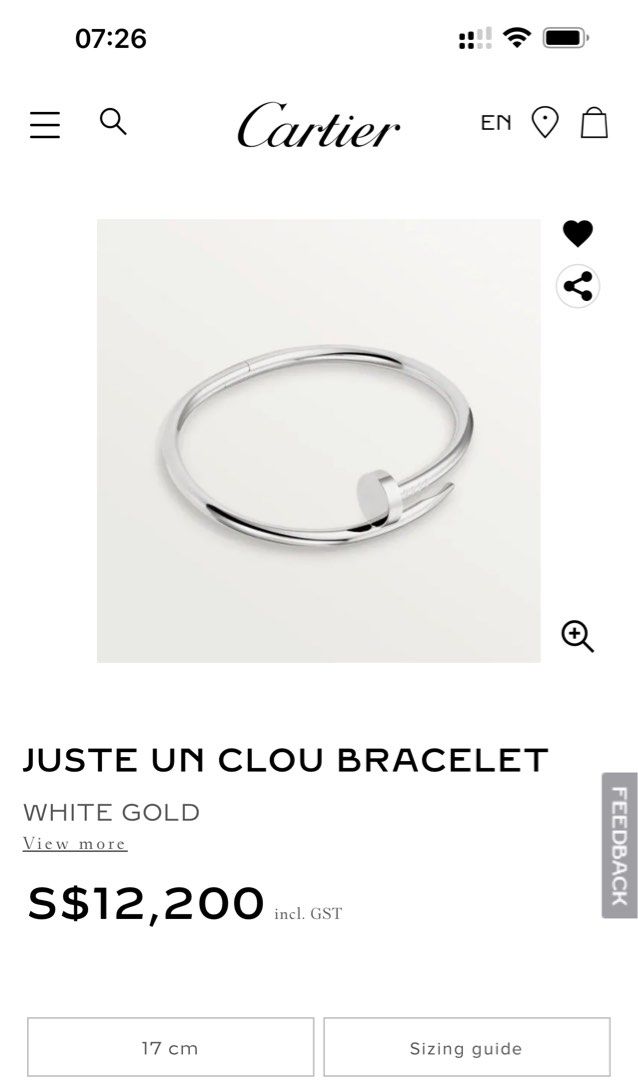 Juste un clou online bracelet sizing