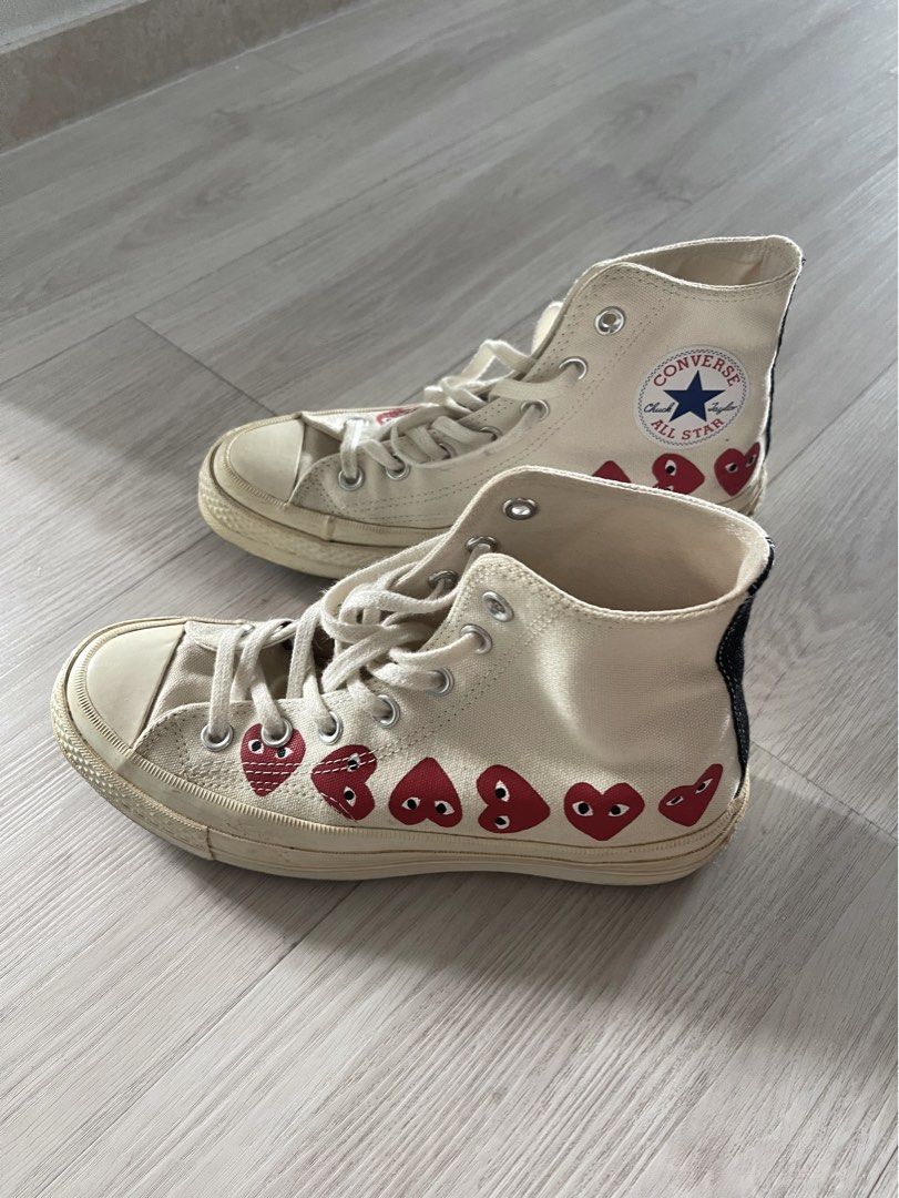 CDG white multi heart high cut Converse