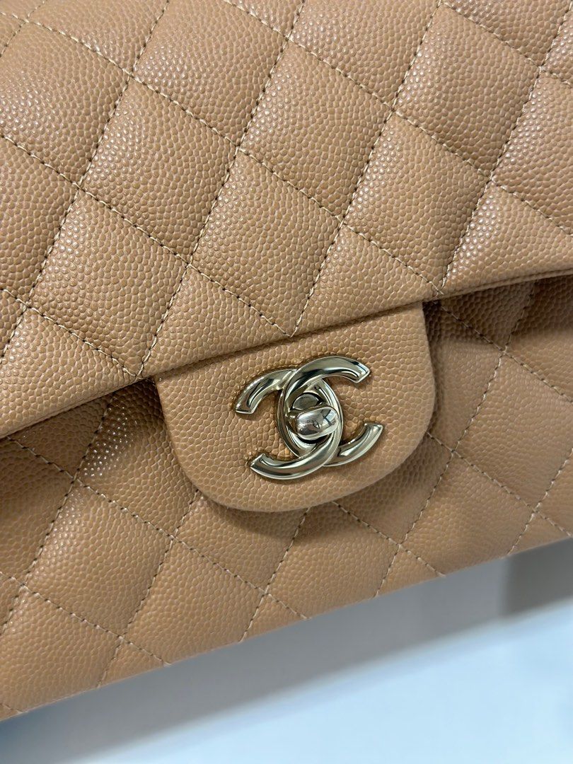 Chanel Caramel Beige Caviar Medium Classic 2.55 Double Flap Bag