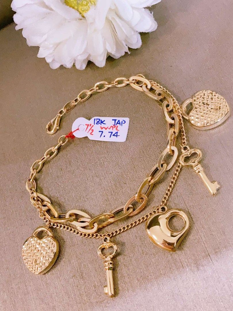 K18 japan gold bracelet / 18k roro charms bracelet #21 