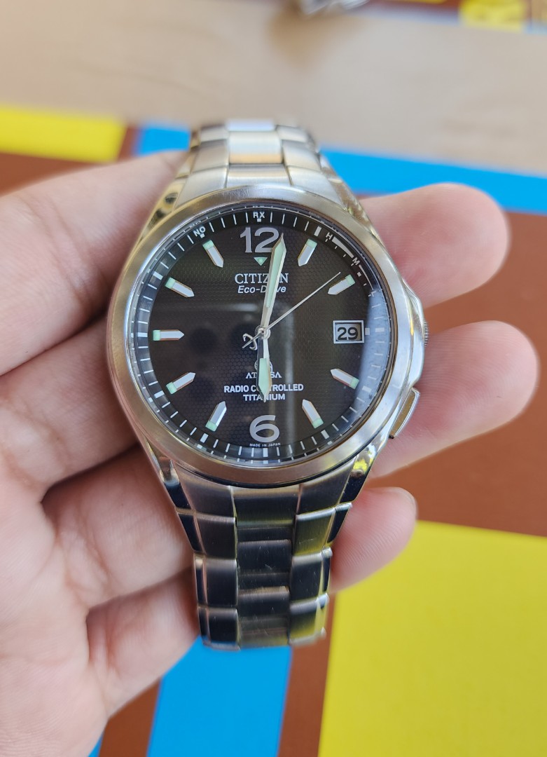 Citizen eco drive shop attesa radio controlled titanium