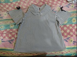 Cute Striped Cold Shoulder Blouse