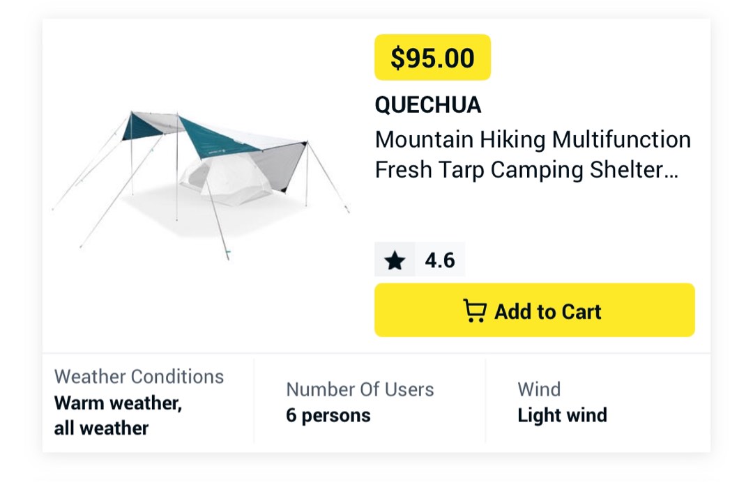 Decathlon Camping Shelter QUECHUA XL, Sports Equipment, Hiking