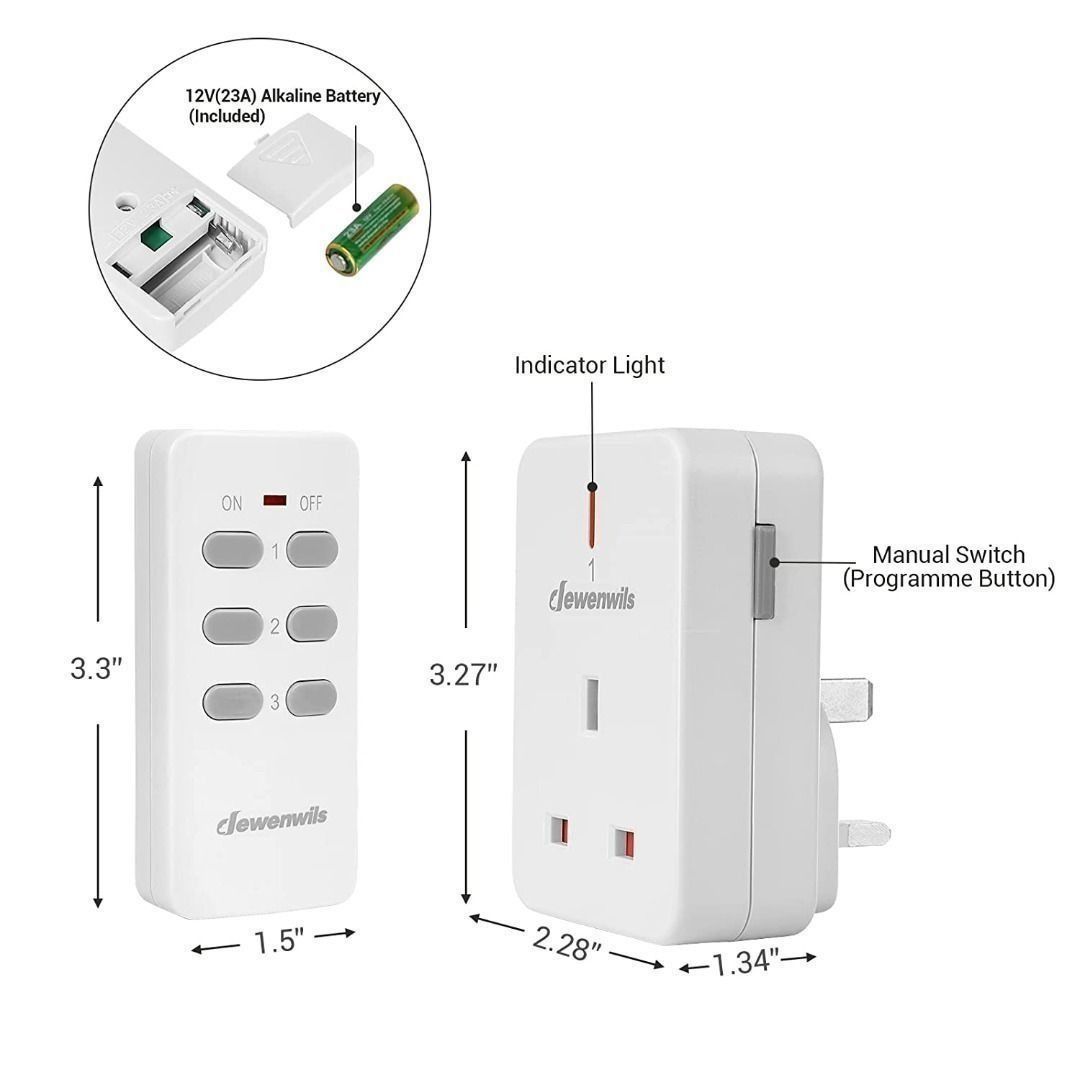 DEWENWILS Wireless on/off Switch, Remote Control Outlet Switch, 100 FT  Range Remote Power Wall Switch, No Wiring Needed