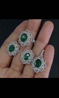 diamond ring earring pendant 12.3grams 14k gold 5.83cts emerald 1.79cts dia