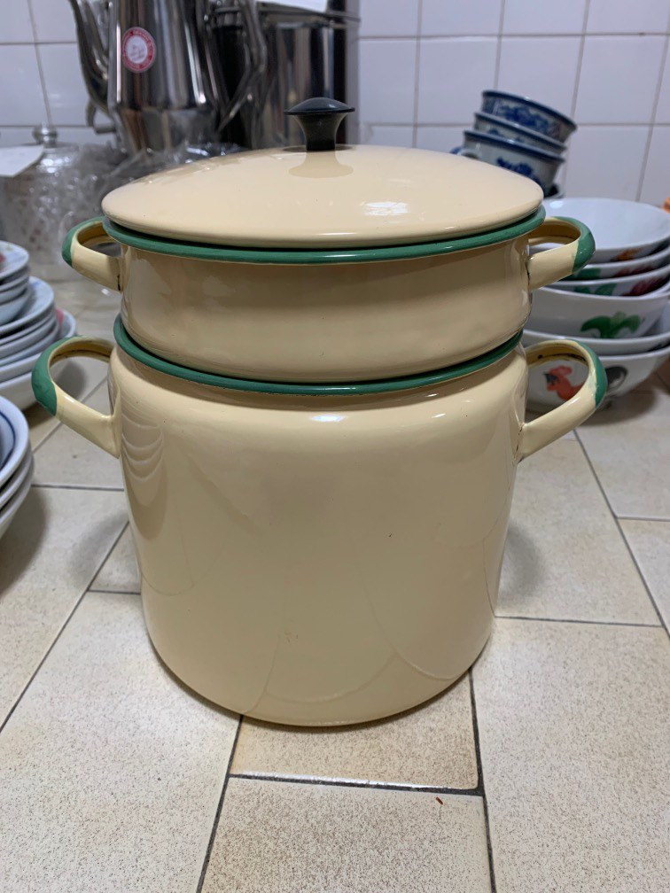 Enamel Double boiler cooking pot, Furniture & Home Living, Kitchenware