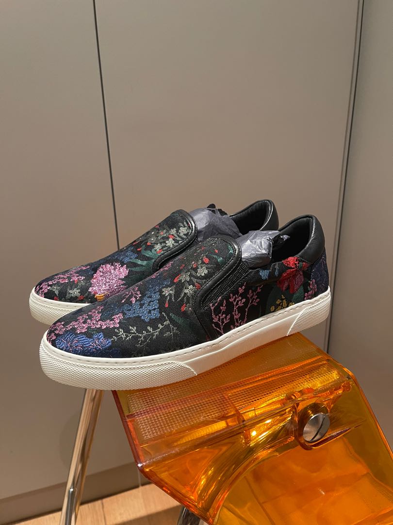 Erdem x h m leather flower slip ons sneakers Women s Fashion