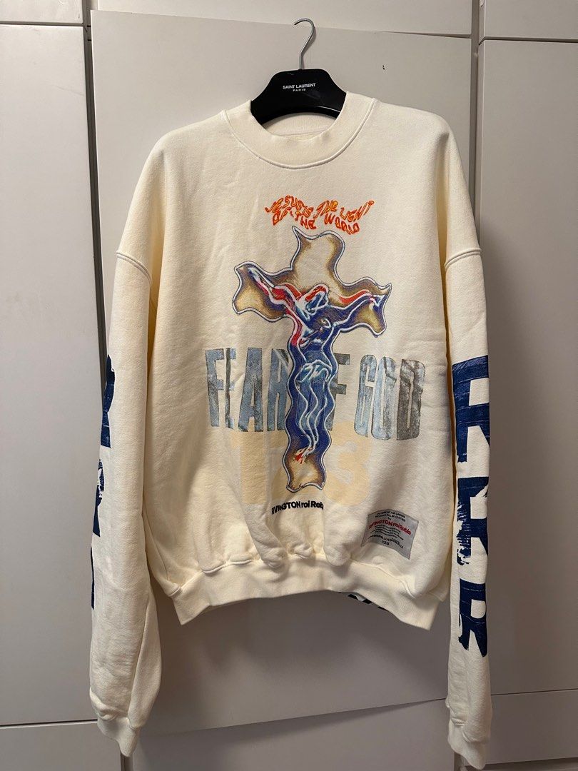 Fear of God x RRR-123 Crewneck Sweatshirt, 名牌, 服裝- Carousell