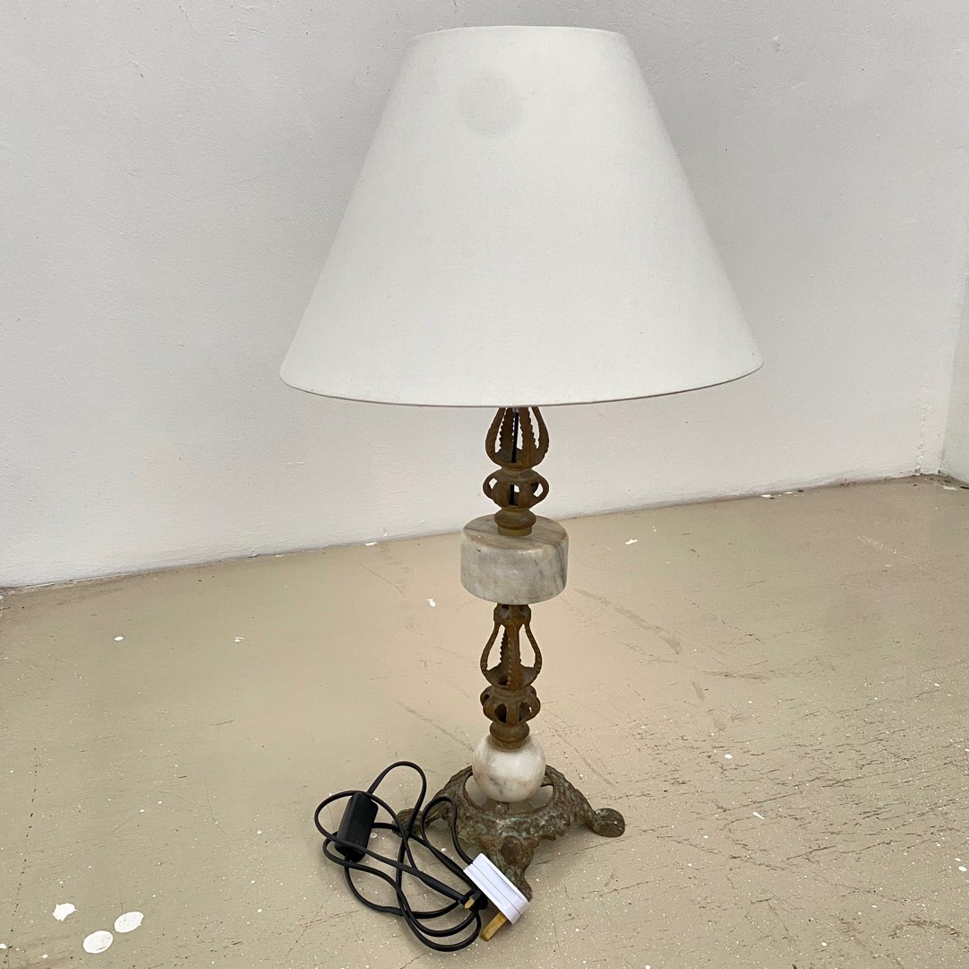 FullyRestored Repurposed Vintage Brass Marble TableLegLamp