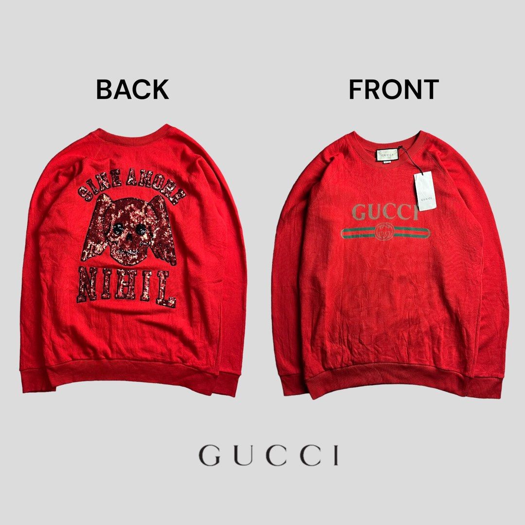GUCCI Red Sequin Sine Amore Nihil Sweater Luxury Apparel