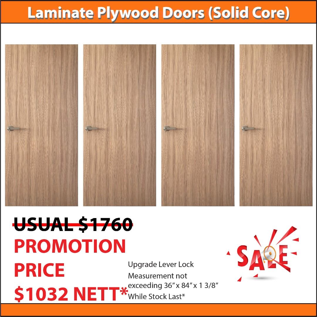 HDB Flat Bedroom Doors Replacement Soild Core Laminate Doors