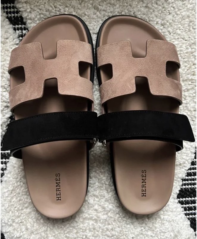 Size 38.5EU Brand New Hermes Etoupe Epsom Calfskin Oran Sandals With Receipt