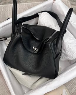 VERIFIED Authentic $9000 HERMES Black Clemence Leather Lindy 34